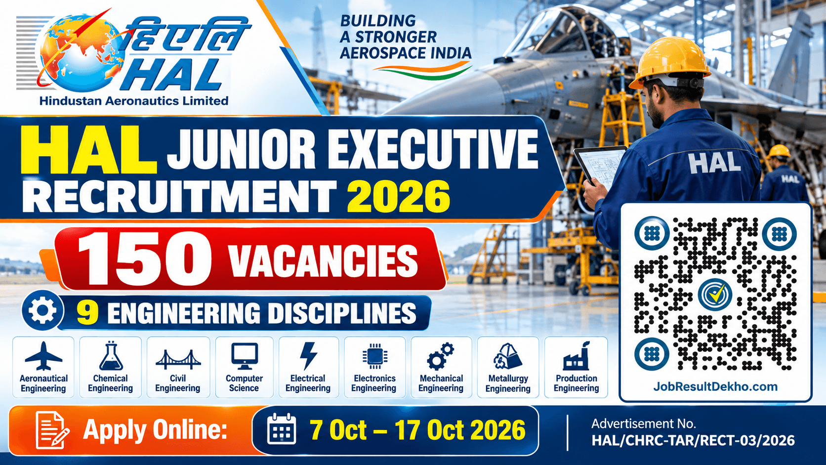 HAL Junior Executive Recruitment 2026: 150 Vacancies