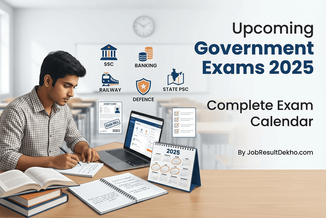 Upcoming Government Exams List 2025 - Exam Calendar by JobResultDekho.com