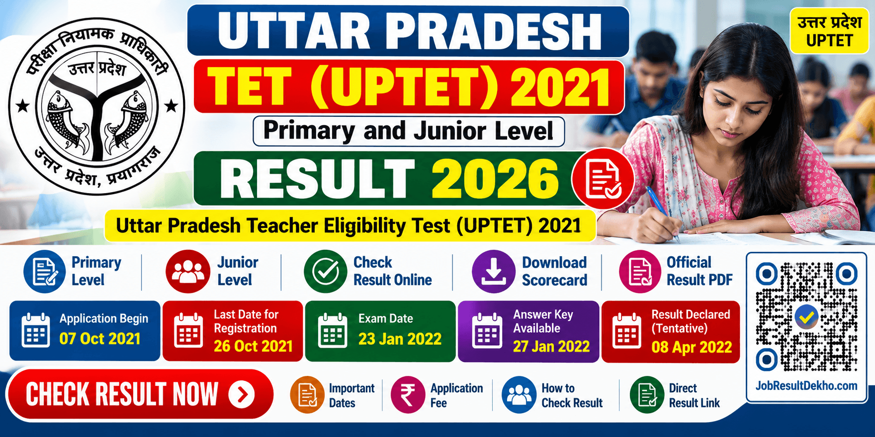 Uttar Pradesh TET UPTET 2021 Primary and Junior Level Result 2026