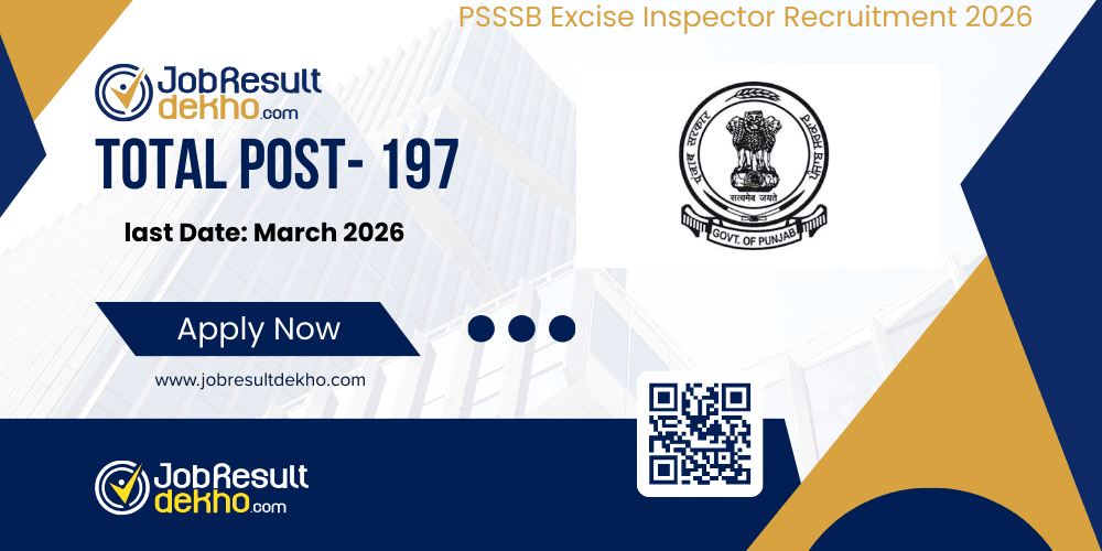 PSSSB Excise Inspector Recruitment 2026 PSSSB Excise Inspector Recruitment 2026