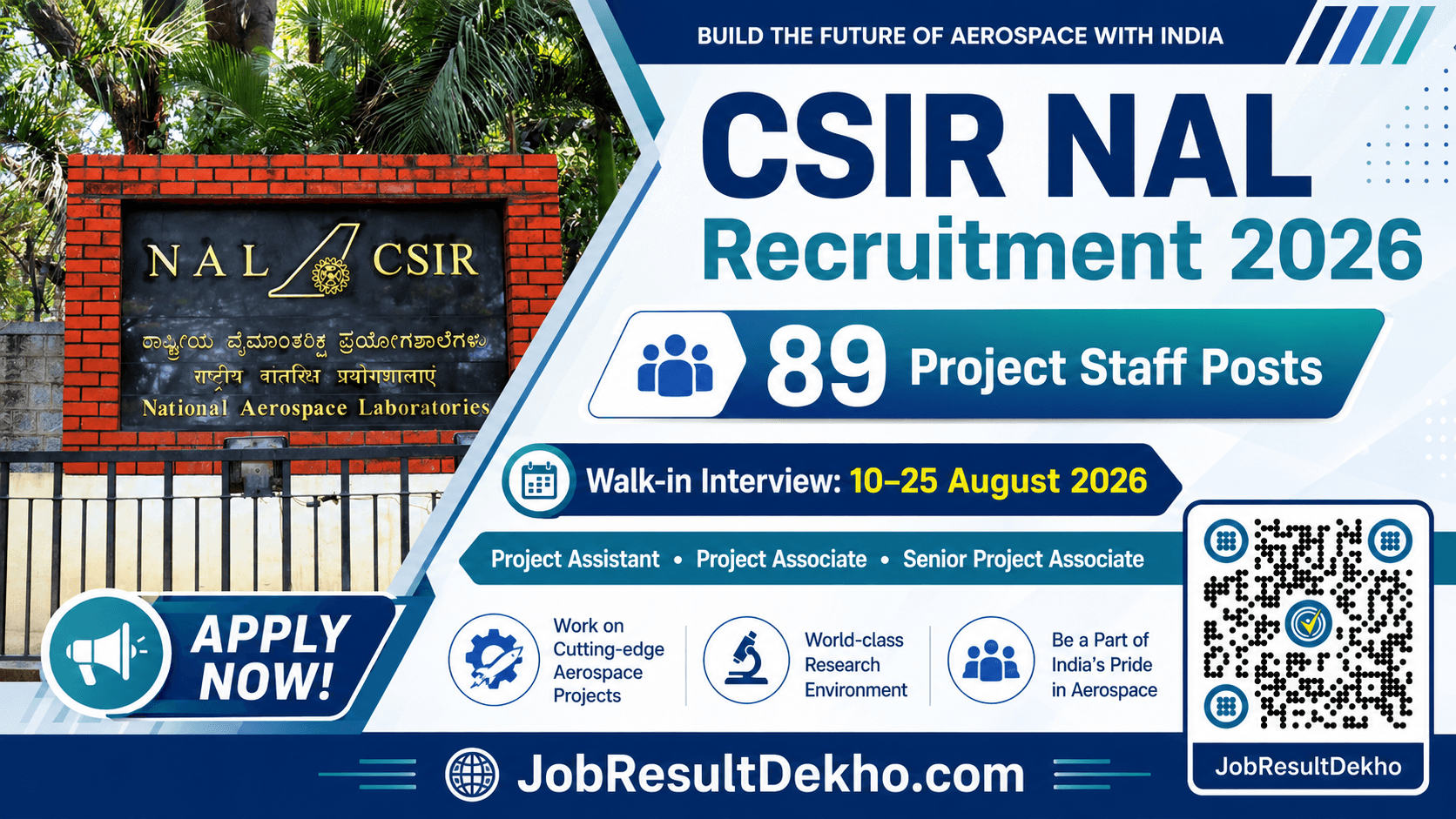 CSIR NAL Recruitment 2026 Walk-in Interview for 89 Project Staff Posts CSIR NAL Recruitment 2026 Walk-in Interview for 89 Project Staff Posts