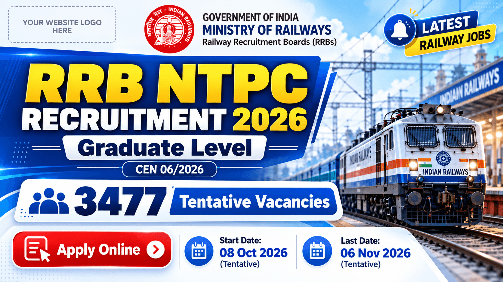 RRB NTPC Graduate Level Recruitment 2026 Apply Online for 3477 Posts